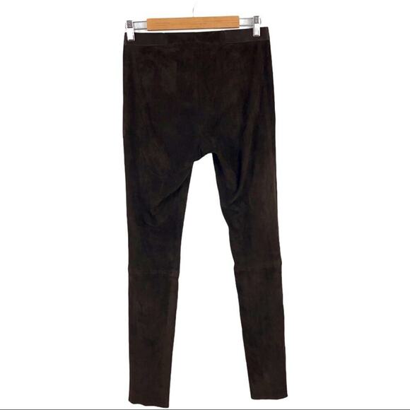 Alice + Olivia Suede Lamb Leather  Brown Skinny Pants 6 - Picture 7 of 16
